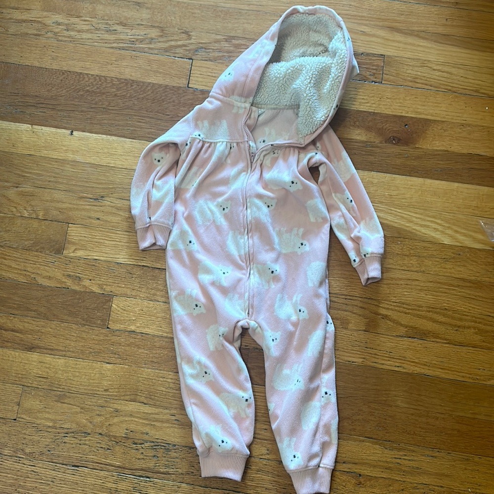 24M Fleece zip up jumpsuit polar bear